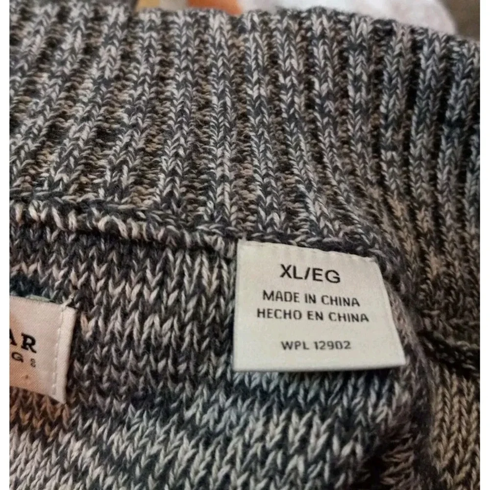 Haagar mens XL cotton knit full zip pocket sweater Black Gray Blue Lite Wear